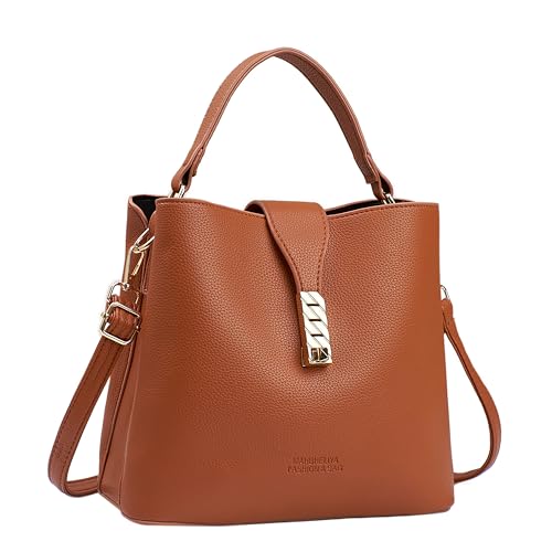 Bolsa Bucket Feminina Trend - Grande Capacidade, Alça Ajustável para Ombro/Mão, Design Moderno com Múltiplas Cores (Amarelo-terra)