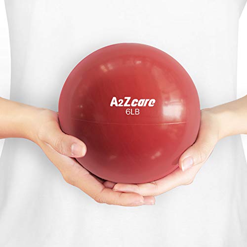 A2Zcare Toning Ball - Weighted Toning Exercise Ball - Soft Weighted Medicine Ball For Pilates, Yoga, Physical Therapy And Fitness - Red (6Lbs) #TOP5