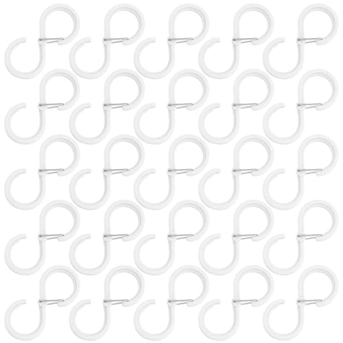 Lot de 25 crochets de suspension en S - Anti-chute - Avec boucle de sécurité pour tringle à vêtements - Petit pour cuisine, salle de bain, chambre à coucher, bureau, jardin - Blanc