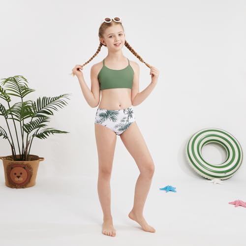 Image of Weixinbuy Girls Swimsuits Bikini Set Kids Bathing Suit Bikini Top Bottom 2Pcs Teen Girls' Swimwear Set