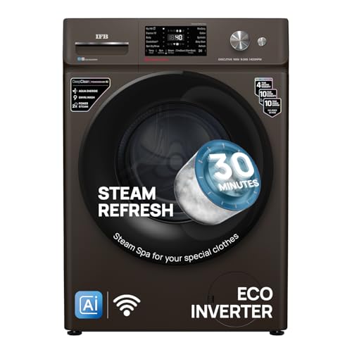 Image of IFB 9 Kg 5 Star, DeepClean Technology, AI Powered, WiFi, Fully Automatic Front Load Washing Machine (EXECUTIVE MXN 9014K CMS, PowerSteam, 9 Swirl, Steam Refresh, Inbuilt Heater, Eco Inverter, Mocha)