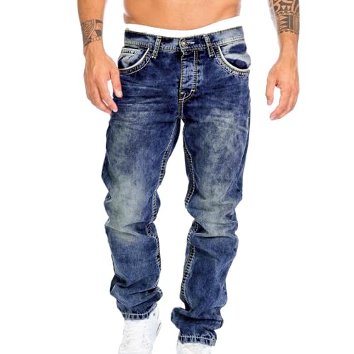 Générique Jeans Hommes Straight Fit Coupe Slim Chino De Base Occasionnels Pantalon Extensible Pantalon Long Slim Dechiré Jean Fashion Pantalons Jean Homme...