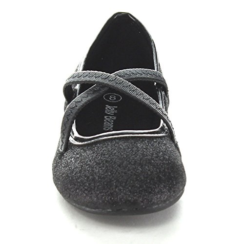 Jelly Beans Ballet Toddler's Little Girl Glitter Comfort Ballet Flat Shoes,Black,43