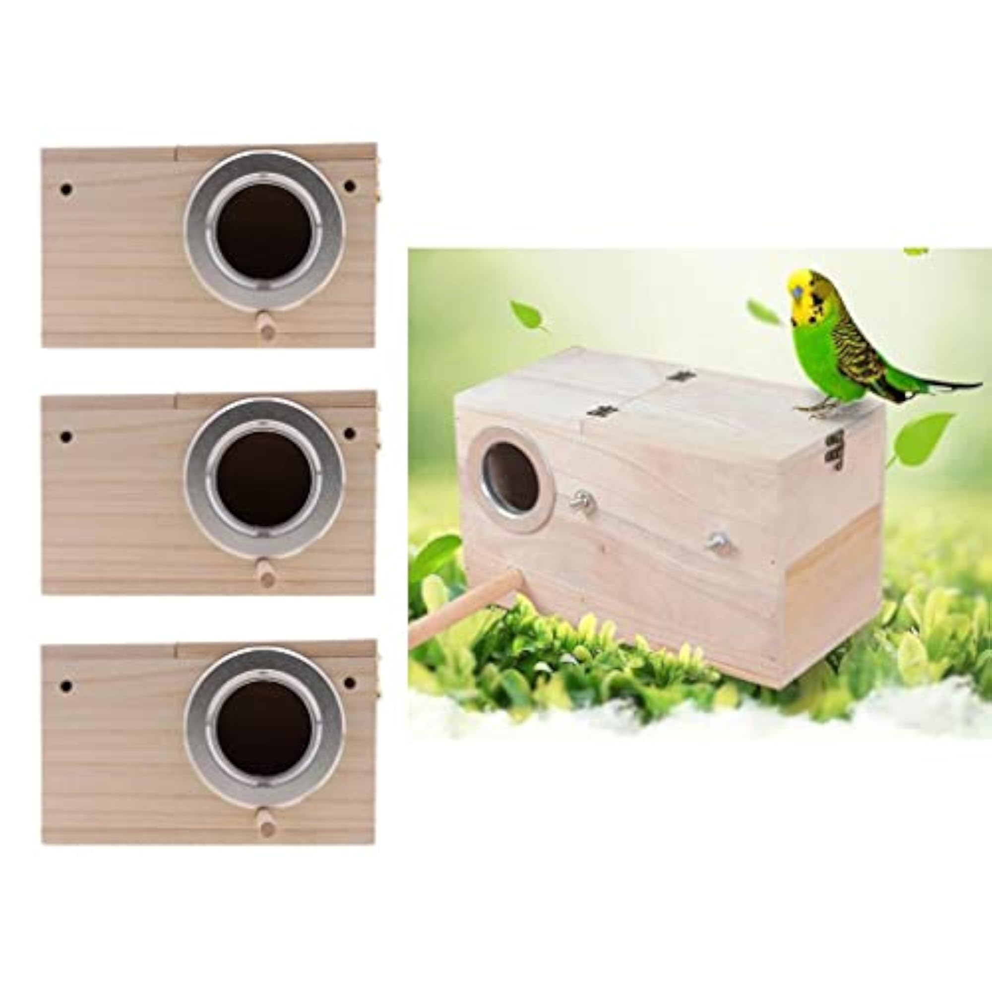 3X Wooden Wild Bird Nest Box Nesting Station