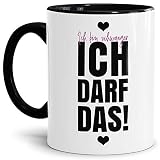 Tassendruck Spruchtasse - ich bin schwanger, ich darf das! - Lustige Kaffeetasse/Bald Mama/Schwangerschaft/Geschenk Freundin - Innen & Henkel Schwarz