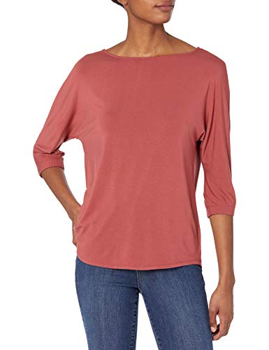 Amazon Brand - Daily Junior s Jersey Bunch-Sleeve Top, Brick, Medium