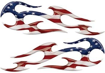 Full Color Reflective American Flag Flame Decals