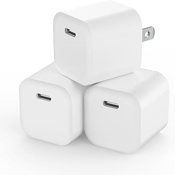 USB C Charger Block, Besgoods Phone Charger Power Adapter C Type Fast Charging Cube Wall Plug Compatible with iPhone 17 16 15 Pro Max 14 13 12 11 SE XR XS X 8 iPad Watch-White,3Pack