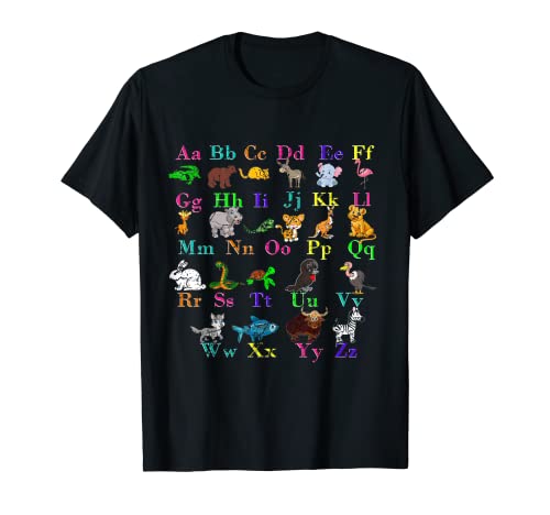 Identificación Animal ABC Aprendizaje Kindergarten School Camiseta