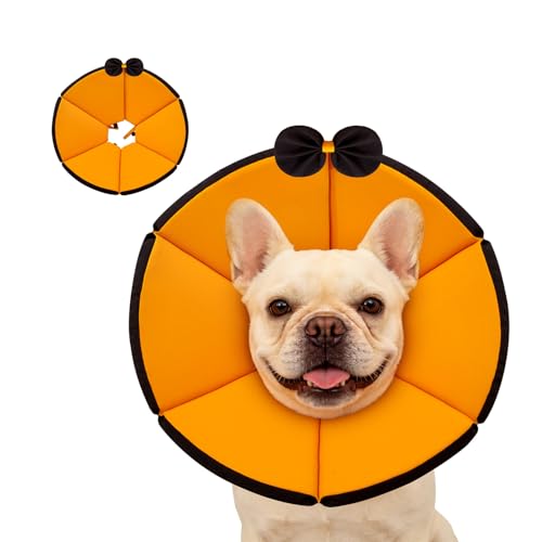 Image of MAXFUT Soft Dog Cone Collar,Foam Cone for Dogs to Stop Licking After Surgery,Non Inflatable Dog Donut Cone (Orange, L)