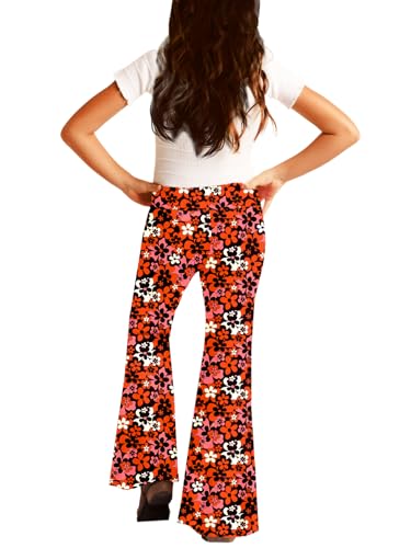 Image of Deerose Girls Halloween Hippie Bell Bottom Pants High Waist Flare Pants 5-14 Years