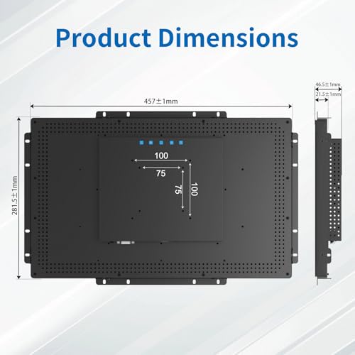 Image of 18.5 Inch Open Frame Touch Monitor, PCAP 10-Point Touch Industrial Touchscreen Monitor, with HDMI /VGA /DVI Interface, Active Matrix TFT LCD,LED Backlight, with VESA Mount