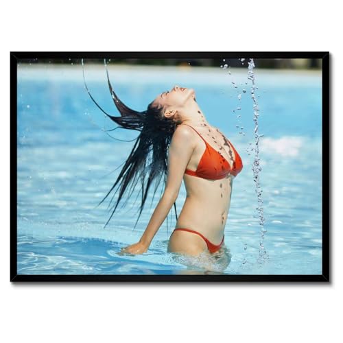 Poster dans un cadre blanc 70 x 50 cm Nager dans la piscine