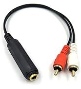 Poyiccot RCA to 1/4 Adapter Cable, 6.35mm 1/4 inch TRS Stereo Jack Female to 2 RCA Male Plug Y Sp...