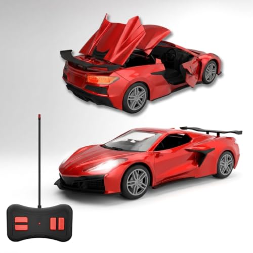 Image of Convertible Remote Control Car for Kids | Rechargeable RC Car with 2+ Hours Playtime | Manually Openable Doors & Roof | Made in India (Candy Red)