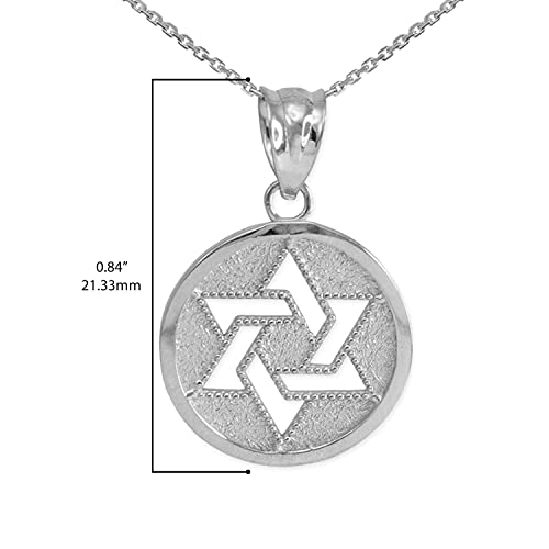 .925 Sterling Silver Jewish Six Pointed Star of David Magen Judaica Hexagram Round Medal Pendant Necklace - Choice of Pendant Only or Chain Length3