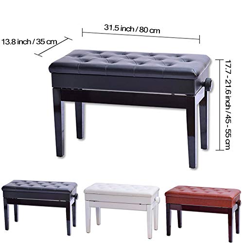 Amadon Banc De Piano Double en Bois, Tabouret De Banc De Piano De avec Compartiment De Rangement Et Siège Rembourré en Cuir, Bancs De Clavier À Hauteur Réglable,Blanc - Les Beatles, Paul McCartney, John Lennon, RIngo Starr, George Harrison Amadon Banc De Piano Double en Bois, Tabouret De Banc De Piano De avec Compartiment De Rangement Et Siège Rembourré en Cuir, Bancs De Clavier À Hauteur Réglable,Blanc – Image 3