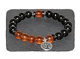  Pulsera de Ámbar de Birmania Genuino y Jet de 8 mm, Pulsera de Cuentas de Piedras Preciosas Naturales, Joyería hecha a mano de ámbar genuino y madera fosilizada o Azabache, Pulsera Árbol de la Vida