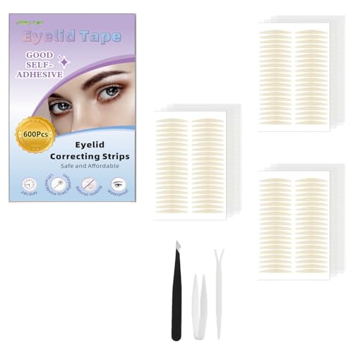 Natural Invisible Single Side Eyelid Tape Stickers(600Pcs 3MM Skin Color), Double Eyelid Tape for Hooded Eyes Invisible, Long-Lasting, Perfect for Uneven Mono-Eyelids