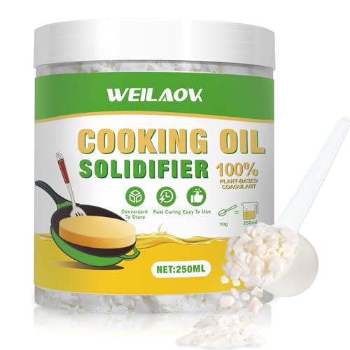 WEILAOK Solidificador de Aceite Usado, Solidificante de Aceite de Cocina, aceites Naturales Solidifican, Curado Rápido, Adecuado para el Procesamiento en Cocina de Diversas Grasas, 250 Ml