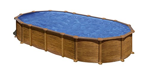 Piscina de Acero Elevada,Ovalada con Aspecto Madera. Piscinas Desmontables para Jardín. 730 x 375 x 132 cm - Piscina Gre KITPROV7388WO Amazonia.