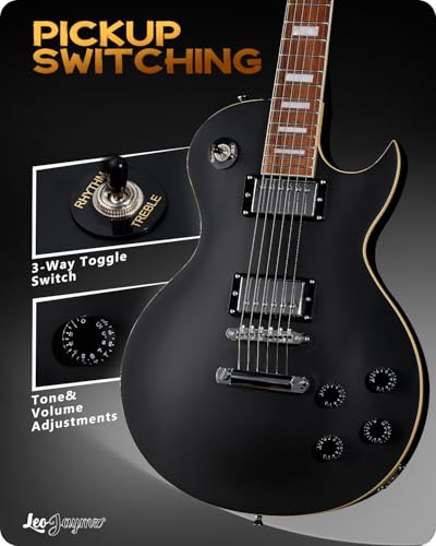 Image of Leo Jaymz SC Series Electric Guitar - Mahogany Body, Laurel Fingerboard, Dual Humbuckers, Stainless Steel Frets, Tune-O-Matic Bridge, C Neck, 18:1 Tuners (Matt Black)