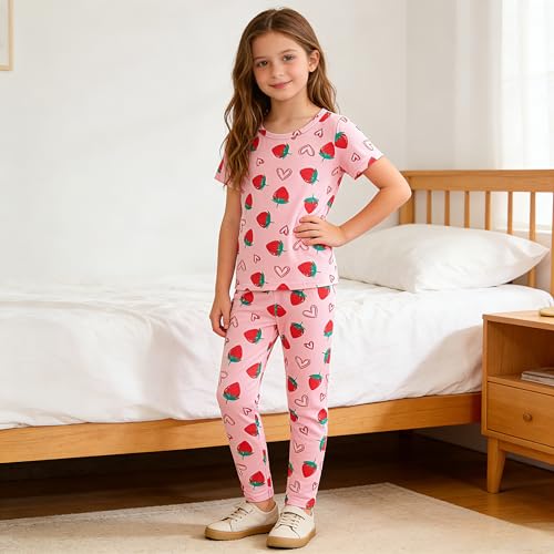 Image of 4-7T Kids Toddler Girls Print Outfits Short sleeved Flower Printed Top+Flower Print Pants Set