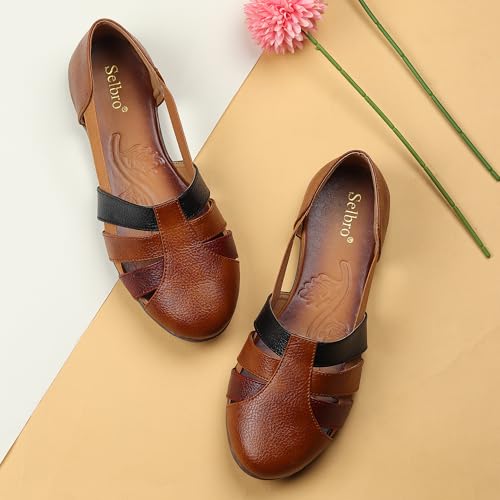Image of SELBRO round toe Flat fashionable womens & girls sandals for casual and formal wear SND-12