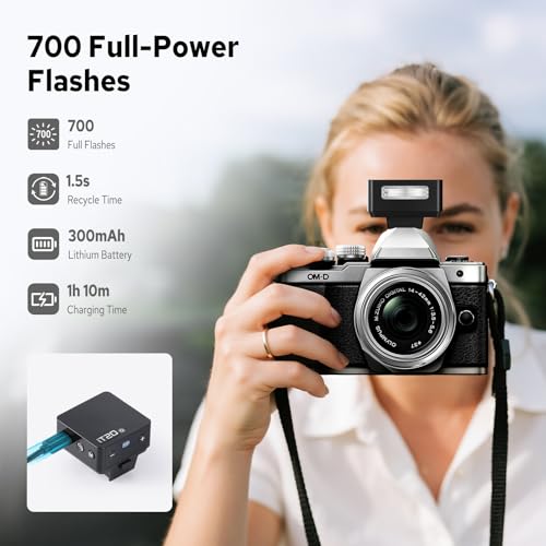 Image of Godox iT20 iT20-O Flash for Olympus Panasonic, Mini TTL Flash with Intuitive Screen, 1.5s Recycle, 700 Full Power Flashes, USB-C Charge, Built-in Battery, GODOX iT20O iT20 O Flash Speedlight (Black)