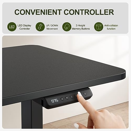 Image of BANTI L-Shaped Standing Desk - 63 x 55 Inch Adjustable Corner Standing Desk with Charging Station - L Shape Sit Stand Table with Memory Controller, Splice Board for Home Office, Black