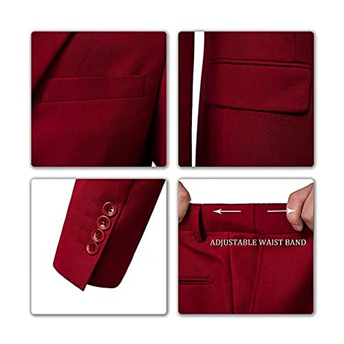 Image of Furuyal Men's Suits 3 Piece Slim Fit Suit Set,Two Button Wedding Business Tuxedo Solid Blazer Jacket Vest Pants with Tie