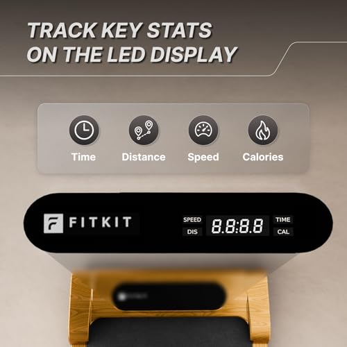 Image of Fitkit by Cult Walking Pad Neo (BLDC 3.5HP Peak Power) Compact Under Desk BLDC Motor Treadmill | Max Weight: 120kg | Home use with Remote Control (Brown)