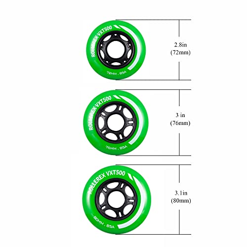 Rollerex Vxt500 Ripstik/Inline Skate Wheels (2-Pack W/Bearings, Spacers And Washers) - Use On Roller Blades, Ripstik Caster Boards, Ripsticks, Luggage, Baggage Or Wheelchairs (Turf Green, 80Mm) #TOP3