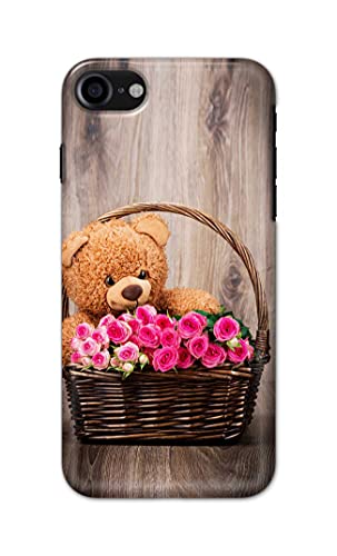Image of PRINTFIDAA Roses and Teddy Bear in The Wicker Hard Back Cover for Apple iPhone 7 (4.7 inch) / iPhone 8 (4.7 inch) / iPhone SE 2020, A1778, A1660 Back Cover -(P6) KAT1004