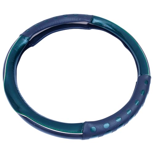 Image of NIKAVI Fashion Steering Wheel Cover - Green Color | Size - Medium | Diameter 38 cm | O-Type | Car Steering Wheel Protector, Anti-Slip, Stylish Leather Finish Grip Cover for Round Steering Wheels