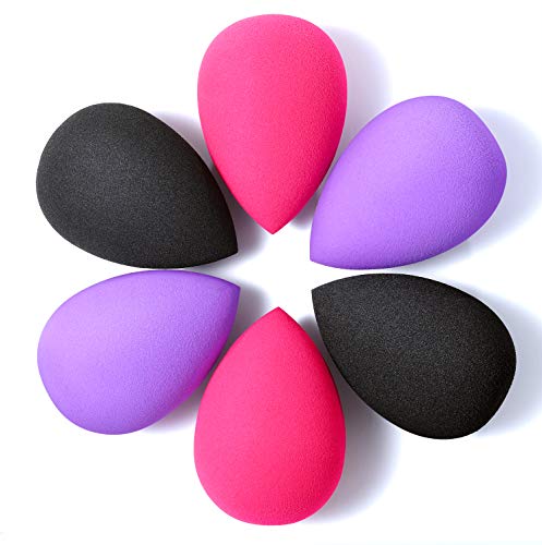6Pcs Makeup Sponge, Easkep Blender Beauty Foundation Blending Sponge Set Professional Perfect Puff Flawless for Liquid Latex Free Multi-Color No Floating Powder
