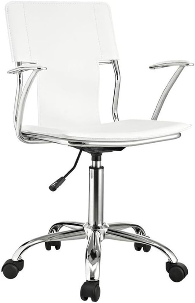 Home Square 2 Piece Office Set with Writing Desk in Cherry and Modern Office Chair in White