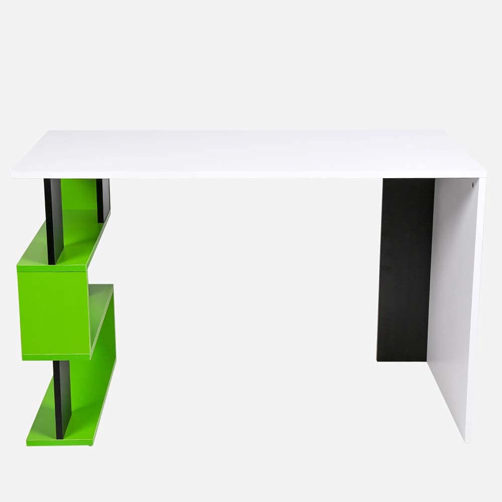 BAKAJI Scrivania con Libreria 3 Ripiani Tavolo da Lavoro Porta Pc Computer Struttura e Piano in Legno MDF Arredamento Casa Ufficio Cameretta Design Moderno Dimensioni 120 x 60 x 75 cm (Verde)