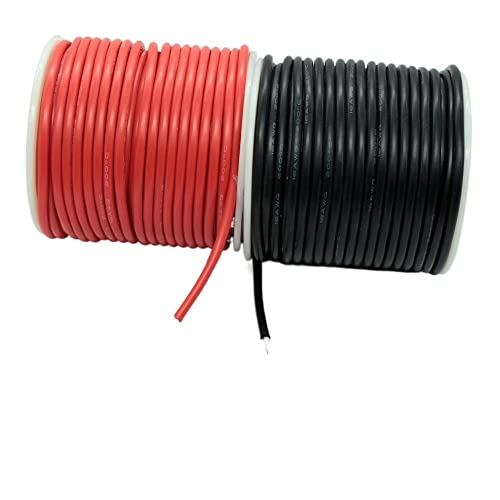 GatherTOOL Silicone Cable Flexible High Temperature Resistant Silicone Wire 8 10 12 14 16 18 20 22 24 26 28 30AWG Black/Red (Color : Black, Size : 20AWG 40 Meter)