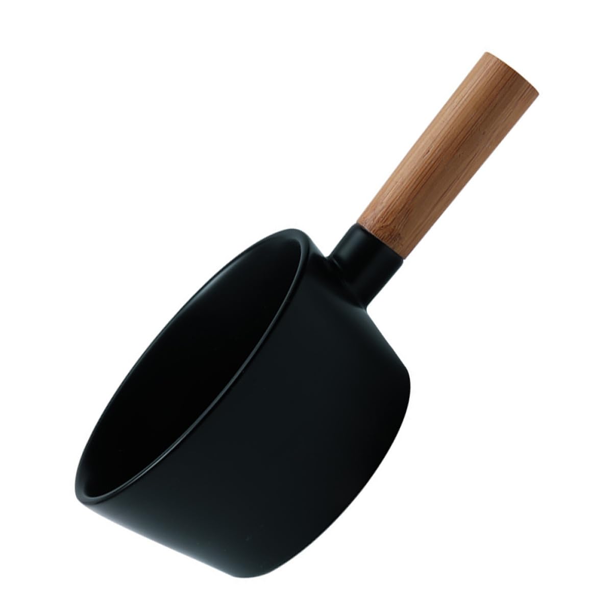 Bol en porcelaine 13 cm noir d'exception et manche en bois noble de haute qualité