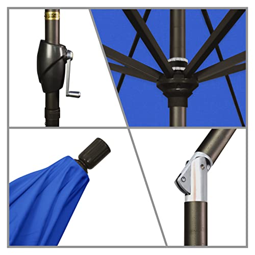 California Umbrella 7.5' Round Aluminum Market Umbrella, Crank Lift, Push Button Tilt, Bronze Pole, Olefin Royal Blue #TOP4