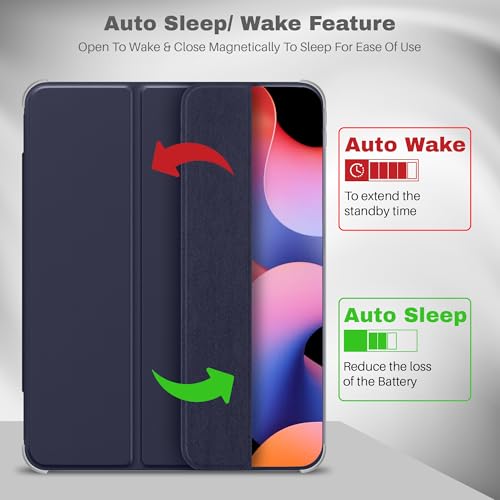 Image of Smart Folio Case Cover for Xiaomi Mi Pad 6 11 inch (2023) Auto Sleep /Wake Feature, Trifold Flip Stand, Pencil Holder| Slim Lightweight PU Exterior, TPU Transparent Back (Blue)