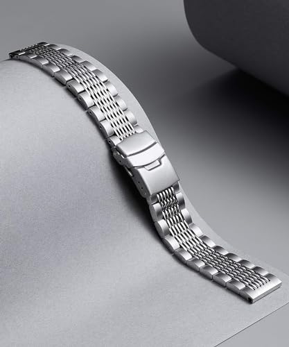 Image of BINLUN Stainless Steel Watch Band, Metal Watch Strap for Men Women Replacement with Double-Lock Deployment Clasp Polished Watch Bracelet Silver Black Gold Rose-gold 18 /19 /20 /21 /22 /24mm