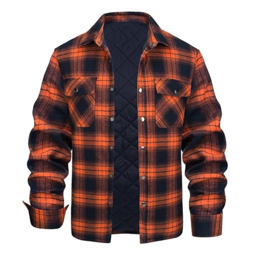 Veste en flanelle à carreaux homme F10-Orange taille L