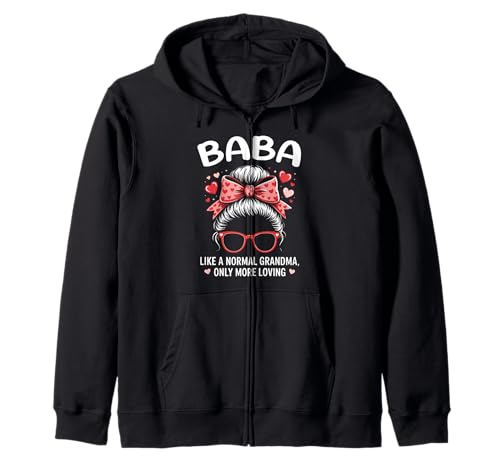 BABA Valentine Quote For Loving Grandma With Cute Bow Zip Hoodie