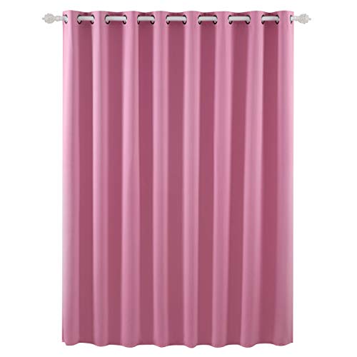 Image of Deconovo Wide Width Grommet Bedroom Curtains for Windows 100 x 84 Inch Pink 1 Panel Blackout Drape