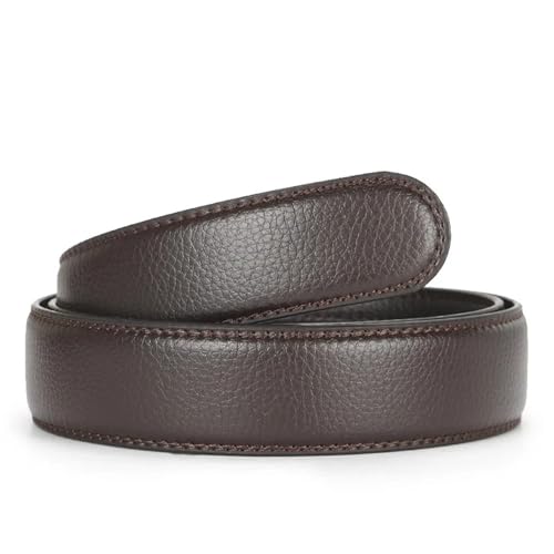 2 PCS Men's Leather Belts No Buckle Automatic Black Brown Waistband 3.5cm3