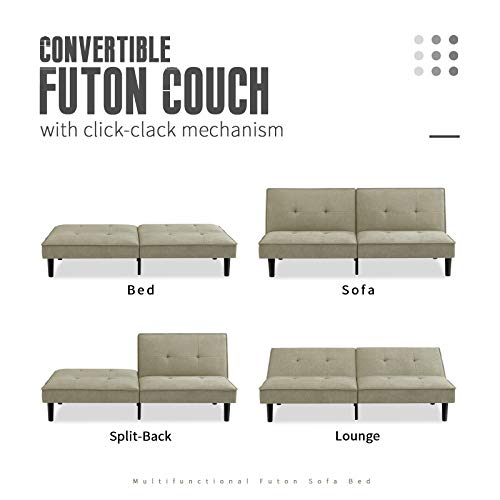 Iululu Futon Sofa Bed, Modern Convertible Armless Sleeper Couch Daybed For Studio, Apartment, Office, Small Space, Compact Living Room, Sage Grey #TOP3
