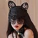 AsggBah 1pack Black Lace Cat Ears Masquerade Mask Half-faced Lace Cover for Halloween Christmas Carnival Party Costume Women Girls (Headband)