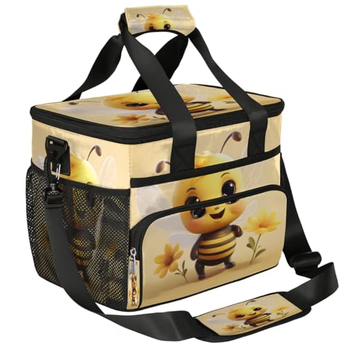 Bee Insulated Picnic Backpack Lunch Box for Women Men Picnic Basket Tote Lunch Bag Picnic Bag Portable Lunch Bags for Picnic, Beach, Work, Trip,Office, Camp Cartoon Bee